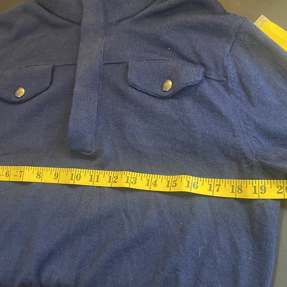 Banana Republic Navy Blue, Quarter Zipper, V neck, Turtleneck, Sweater,  Medium - Picture 4 of 9